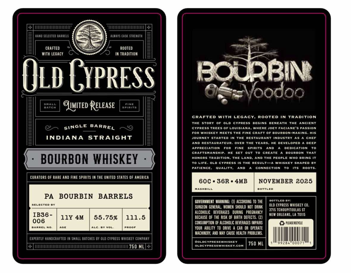 Old Cypress "Voodoo" Selected by PA Bourbin